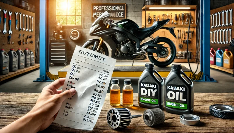 カワサキバイクのオイル交換費用の目安を解説。純正オイルと社外オイルの価格比較や、ショップとDIYのコスト差を紹介。